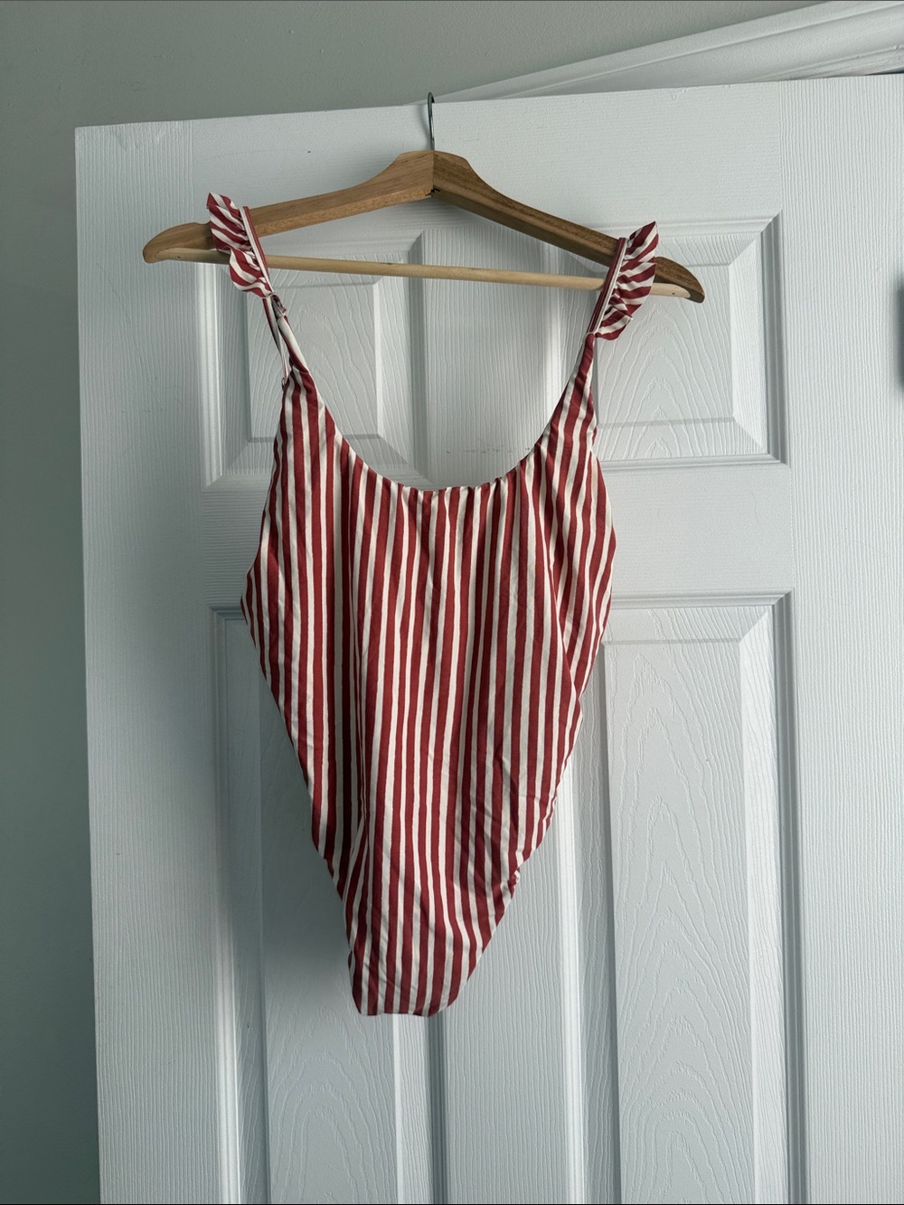 Billabong Red and White Striped One-Piece Swimsuit